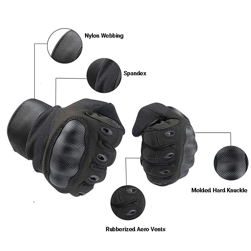 Guantes tácticos Detalle de nudillos duros