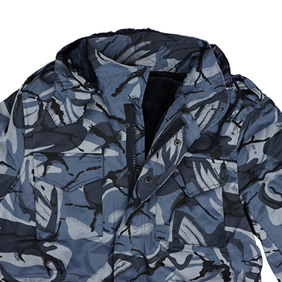 Chaqueta militar Azul Cremallera frontal con solapa de tormenta con cierre a presión