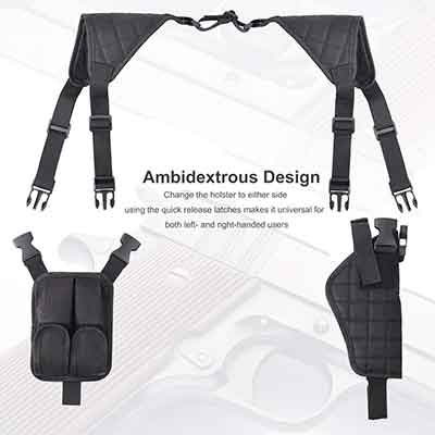 Funda de hombro táctica con diseño ambidiestro.